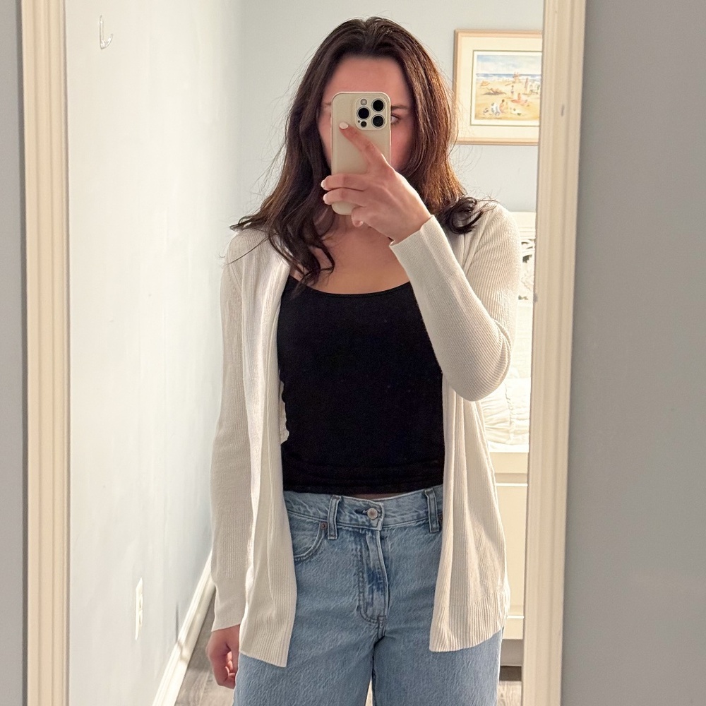 A New Day Fine Ribbed Open-Front Cardigan Sweater